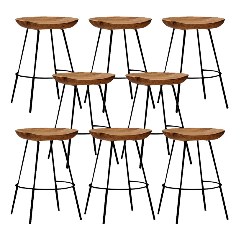 Solid Wood Modern Counter & Bar Stools Matte Finish Indoor Stools Walnut+Black 8 Piece Set Short Stool(22"H) Clearhalo 'Bar Furniture' 'Bar Stools' 'bar_stools' 'furn' 'furn_bar_stools' 'Furniture' 'Kitchen & Dining Furniture' 6747792