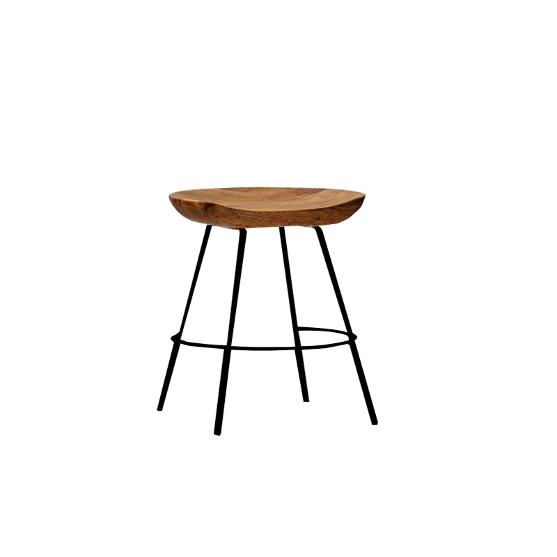 Solid Wood Modern Counter & Bar Stools Matte Finish Indoor Stools Walnut+Black 1 Piece Short Stool(18"H) Clearhalo 'Bar Furniture' 'Bar Stools' 'bar_stools' 'furn' 'furn_bar_stools' 'Furniture' 'Kitchen & Dining Furniture' 6747793