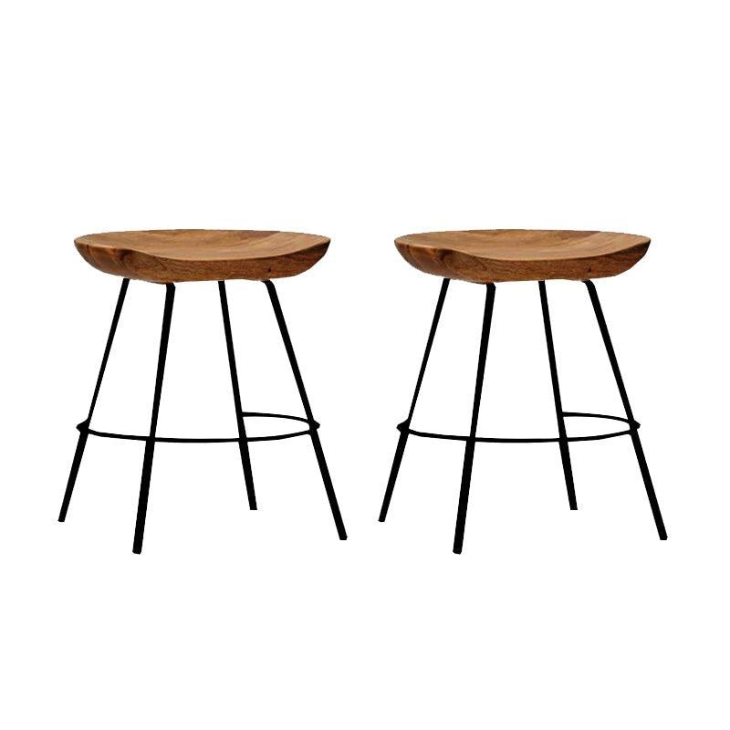 Solid Wood Modern Counter & Bar Stools Matte Finish Indoor Stools Walnut+Black 2 Piece Set Short Stool(18"H) Clearhalo 'Bar Furniture' 'Bar Stools' 'bar_stools' 'furn' 'furn_bar_stools' 'Furniture' 'Kitchen & Dining Furniture' 6747794