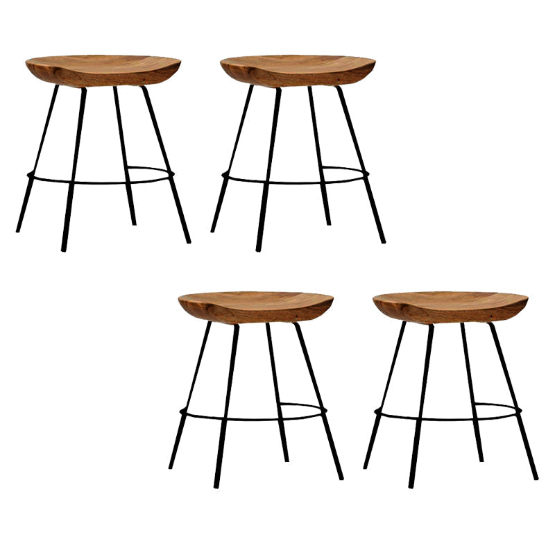 Solid Wood Modern Counter & Bar Stools Matte Finish Indoor Stools Walnut+Black 4 Piece Set Short Stool(18"H) Clearhalo 'Bar Furniture' 'Bar Stools' 'bar_stools' 'furn' 'furn_bar_stools' 'Furniture' 'Kitchen & Dining Furniture' 6747795