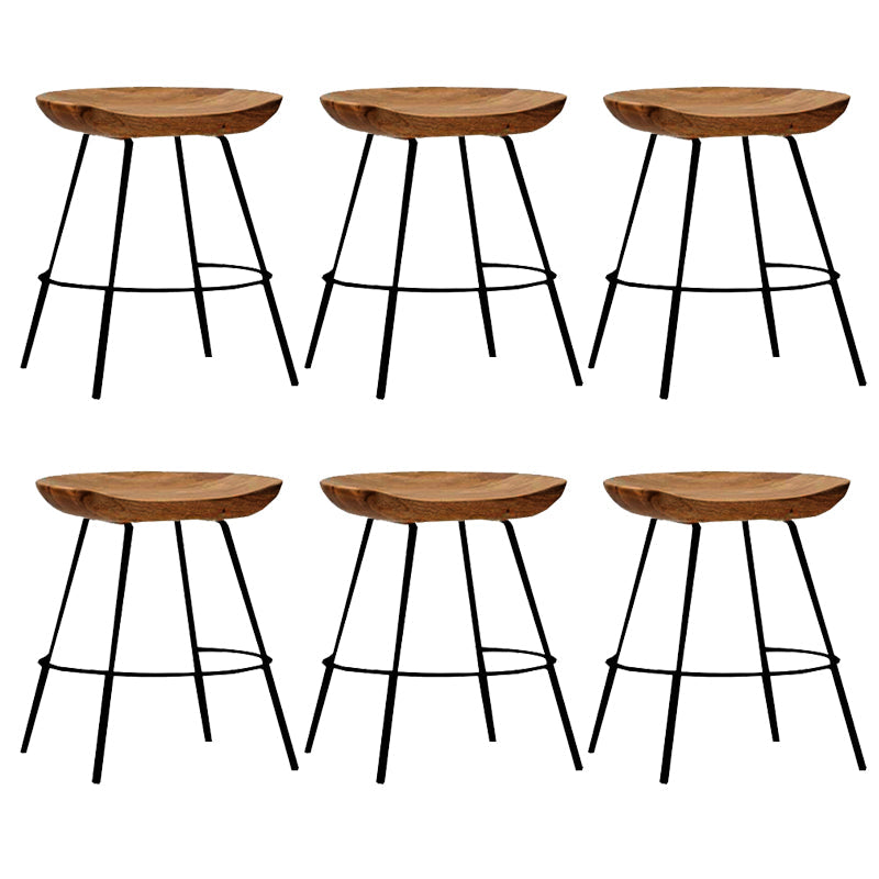 Solid Wood Modern Counter & Bar Stools Matte Finish Indoor Stools Walnut+Black 6 Piece Set Short Stool(18"H) Clearhalo 'Bar Furniture' 'Bar Stools' 'bar_stools' 'furn' 'furn_bar_stools' 'Furniture' 'Kitchen & Dining Furniture' 6747796