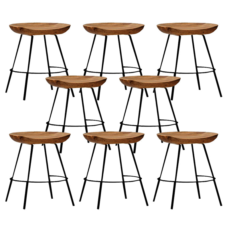 Solid Wood Modern Counter & Bar Stools Matte Finish Indoor Stools Walnut+Black 8 Piece Set Short Stool(18"H) Clearhalo 'Bar Furniture' 'Bar Stools' 'bar_stools' 'furn' 'furn_bar_stools' 'Furniture' 'Kitchen & Dining Furniture' 6747797