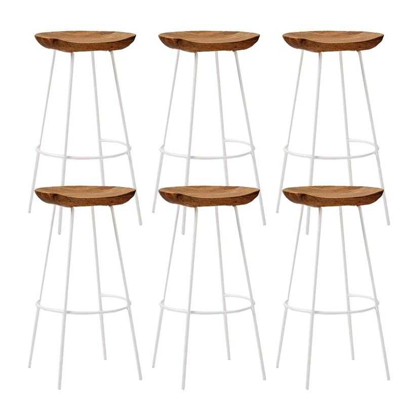 Solid Wood Modern Counter & Bar Stools Matte Finish Indoor Stools Walnut White 6 Piece Set Bar Stool(30"H) Clearhalo 'Bar Furniture' 'Bar Stools' 'bar_stools' 'furn' 'furn_bar_stools' 'Furniture' 'Kitchen & Dining Furniture' 6747801