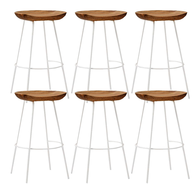 Solid Wood Modern Counter & Bar Stools Matte Finish Indoor Stools Walnut White 6 Piece Set Counter Stool(26"H) Clearhalo 'Bar Furniture' 'Bar Stools' 'bar_stools' 'furn' 'furn_bar_stools' 'Furniture' 'Kitchen & Dining Furniture' 6747806