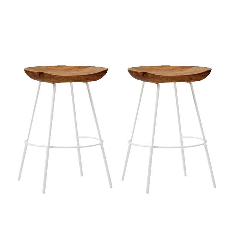 Solid Wood Modern Counter & Bar Stools Matte Finish Indoor Stools Walnut White 2 Piece Set Short Stool(22"H) Clearhalo 'Bar Furniture' 'Bar Stools' 'bar_stools' 'furn' 'furn_bar_stools' 'Furniture' 'Kitchen & Dining Furniture' 6747809