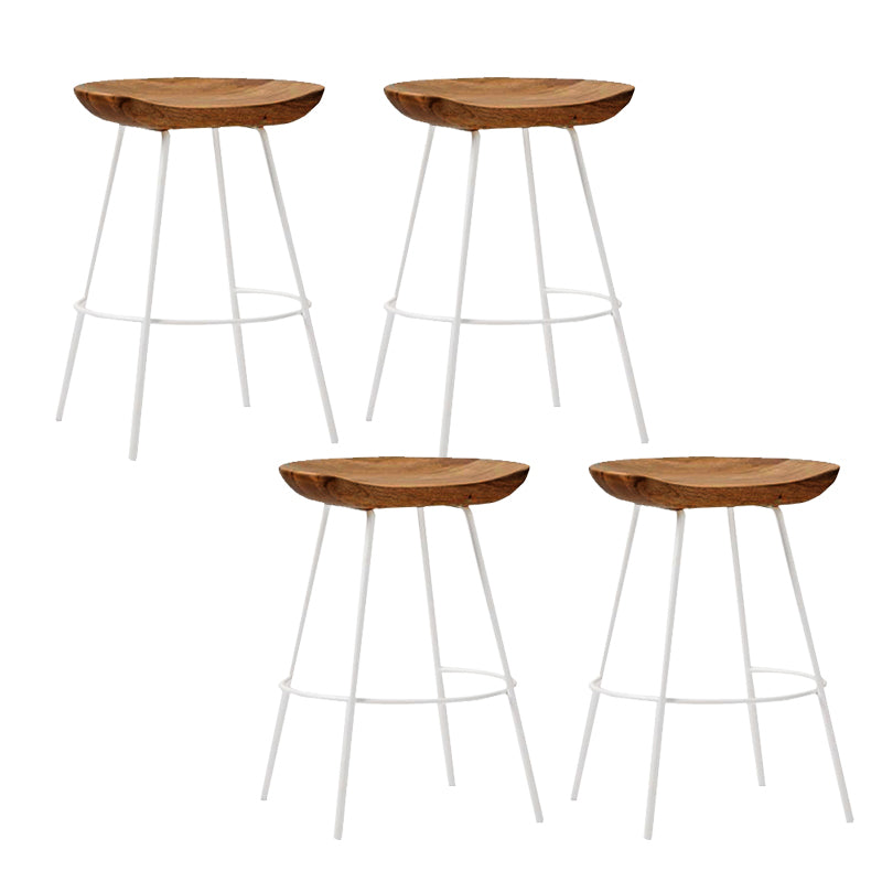 Solid Wood Modern Counter & Bar Stools Matte Finish Indoor Stools Walnut White 4 Piece Set Short Stool(22"H) Clearhalo 'Bar Furniture' 'Bar Stools' 'bar_stools' 'furn' 'furn_bar_stools' 'Furniture' 'Kitchen & Dining Furniture' 6747810