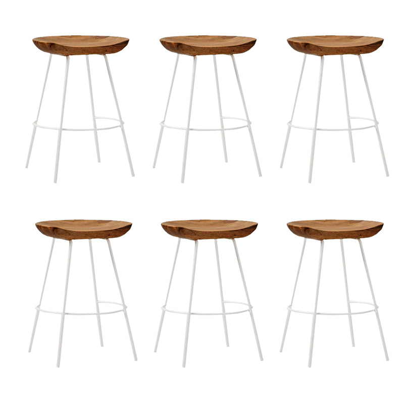 Solid Wood Modern Counter & Bar Stools Matte Finish Indoor Stools Walnut White 6 Piece Set Short Stool(22"H) Clearhalo 'Bar Furniture' 'Bar Stools' 'bar_stools' 'furn' 'furn_bar_stools' 'Furniture' 'Kitchen & Dining Furniture' 6747811