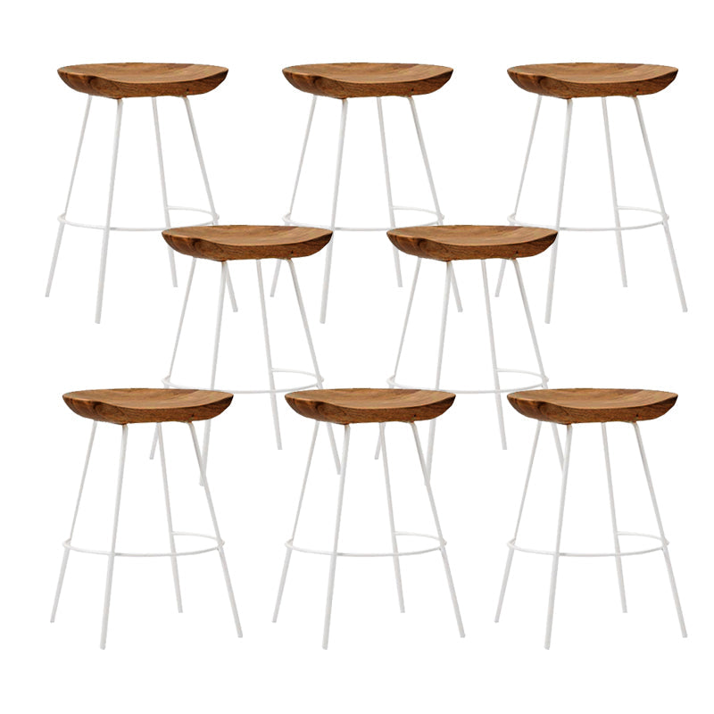 Solid Wood Modern Counter & Bar Stools Matte Finish Indoor Stools Walnut White 8 Piece Set Short Stool(22"H) Clearhalo 'Bar Furniture' 'Bar Stools' 'bar_stools' 'furn' 'furn_bar_stools' 'Furniture' 'Kitchen & Dining Furniture' 6747812
