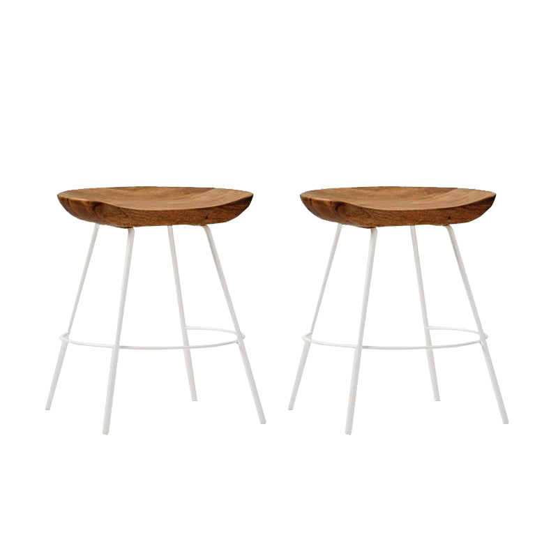 Solid Wood Modern Counter & Bar Stools Matte Finish Indoor Stools Walnut White 2 Piece Set Short Stool(18"H) Clearhalo 'Bar Furniture' 'Bar Stools' 'bar_stools' 'furn' 'furn_bar_stools' 'Furniture' 'Kitchen & Dining Furniture' 6747814