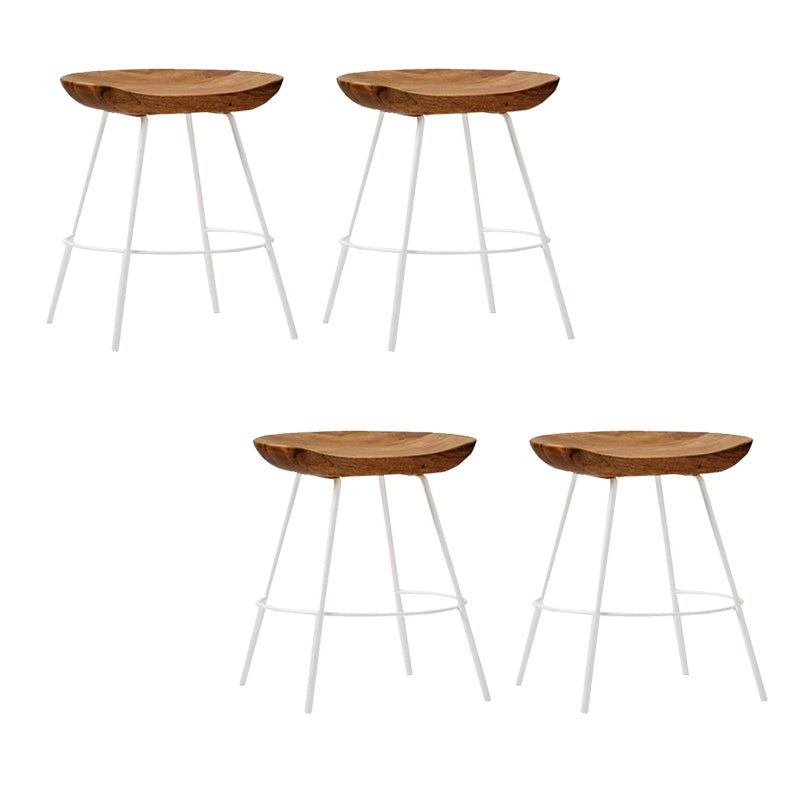 Solid Wood Modern Counter & Bar Stools Matte Finish Indoor Stools Walnut White 4 Piece Set Short Stool(18"H) Clearhalo 'Bar Furniture' 'Bar Stools' 'bar_stools' 'furn' 'furn_bar_stools' 'Furniture' 'Kitchen & Dining Furniture' 6747815
