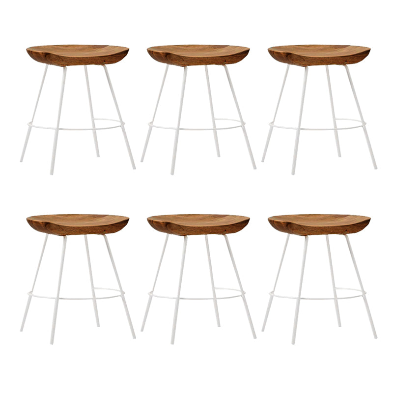 Solid Wood Modern Counter & Bar Stools Matte Finish Indoor Stools Walnut White 6 Piece Set Short Stool(18"H) Clearhalo 'Bar Furniture' 'Bar Stools' 'bar_stools' 'furn' 'furn_bar_stools' 'Furniture' 'Kitchen & Dining Furniture' 6747816
