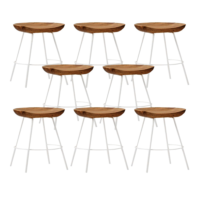 Solid Wood Modern Counter & Bar Stools Matte Finish Indoor Stools Walnut White 8 Piece Set Short Stool(18"H) Clearhalo 'Bar Furniture' 'Bar Stools' 'bar_stools' 'furn' 'furn_bar_stools' 'Furniture' 'Kitchen & Dining Furniture' 6747817