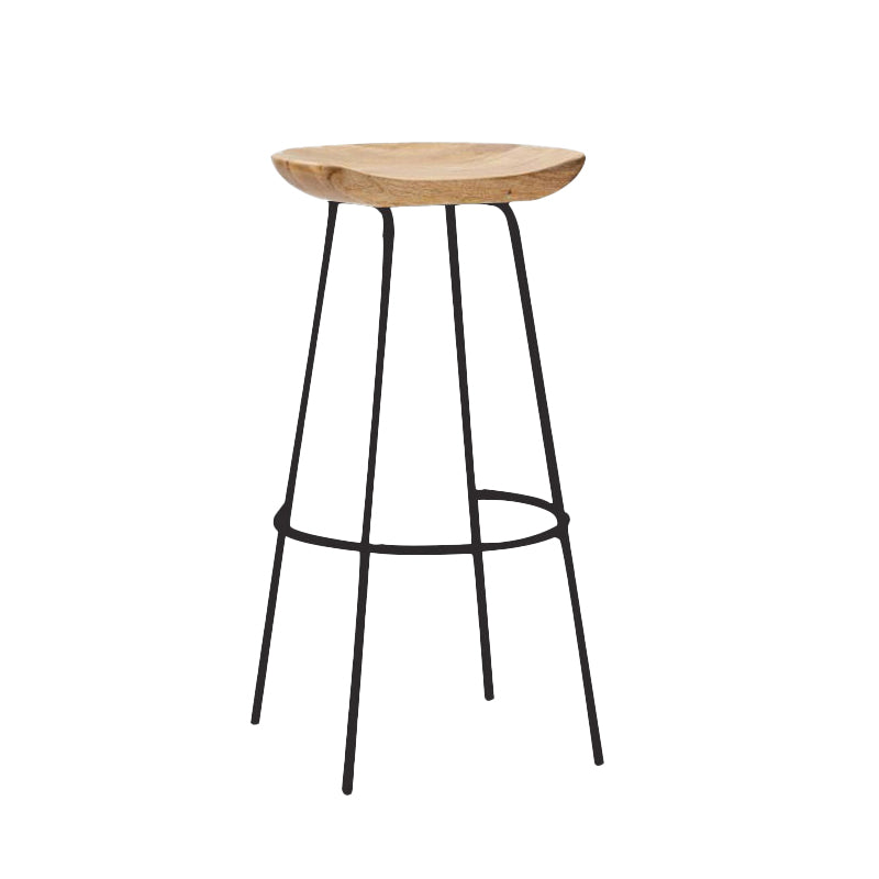 Solid Wood Modern Counter & Bar Stools Matte Finish Indoor Stools Natural Wood Black 1 Piece Bar Stool(30"H) Clearhalo 'Bar Furniture' 'Bar Stools' 'bar_stools' 'furn' 'furn_bar_stools' 'Furniture' 'Kitchen & Dining Furniture' 6747818