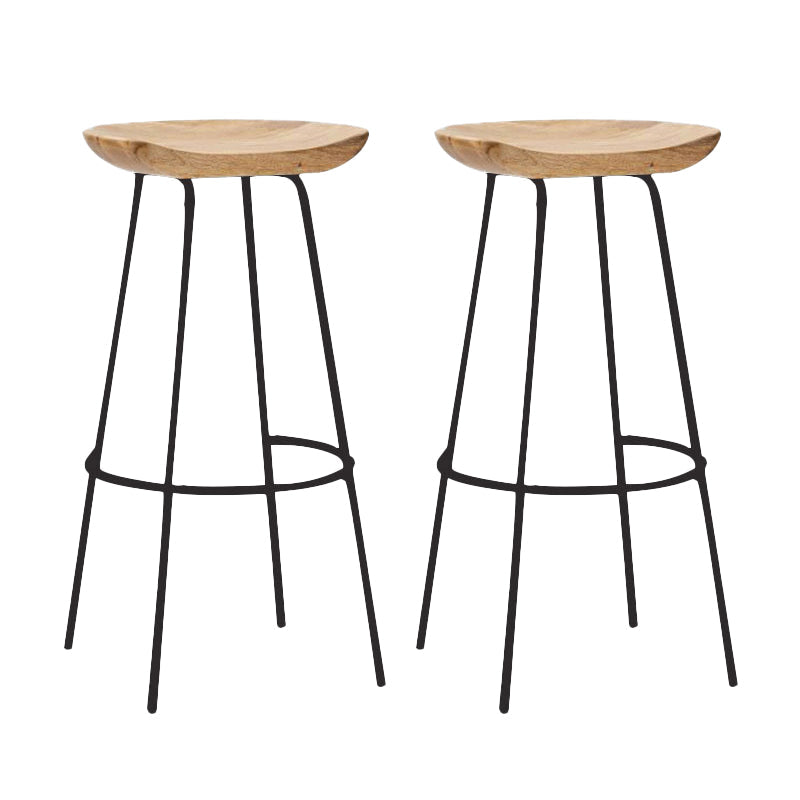 Solid Wood Modern Counter & Bar Stools Matte Finish Indoor Stools Natural Wood Black 2 Piece Set Bar Stool(30"H) Clearhalo 'Bar Furniture' 'Bar Stools' 'bar_stools' 'furn' 'furn_bar_stools' 'Furniture' 'Kitchen & Dining Furniture' 6747819