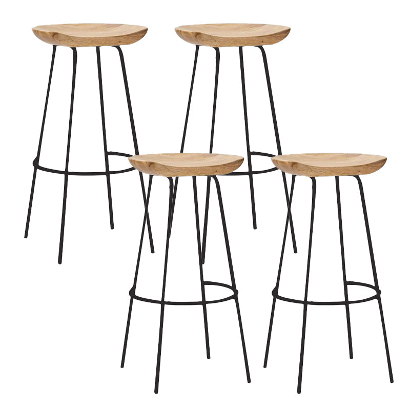 Solid Wood Modern Counter & Bar Stools Matte Finish Indoor Stools Natural Wood Black 4 Piece Set Bar Stool(30"H) Clearhalo 'Bar Furniture' 'Bar Stools' 'bar_stools' 'furn' 'furn_bar_stools' 'Furniture' 'Kitchen & Dining Furniture' 6747820