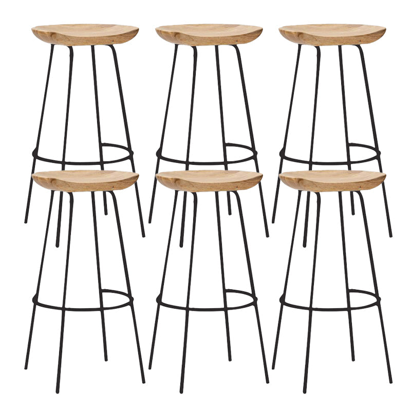 Solid Wood Modern Counter & Bar Stools Matte Finish Indoor Stools Natural Wood Black 6 Piece Set Bar Stool(30"H) Clearhalo 'Bar Furniture' 'Bar Stools' 'bar_stools' 'furn' 'furn_bar_stools' 'Furniture' 'Kitchen & Dining Furniture' 6747821