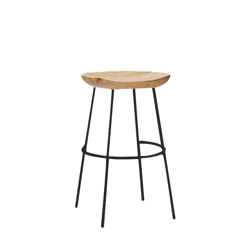 Solid Wood Modern Counter & Bar Stools Matte Finish Indoor Stools Natural Wood Black 1 Piece Counter Stool(26"H) Clearhalo 'Bar Furniture' 'Bar Stools' 'bar_stools' 'furn' 'furn_bar_stools' 'Furniture' 'Kitchen & Dining Furniture' 6747823