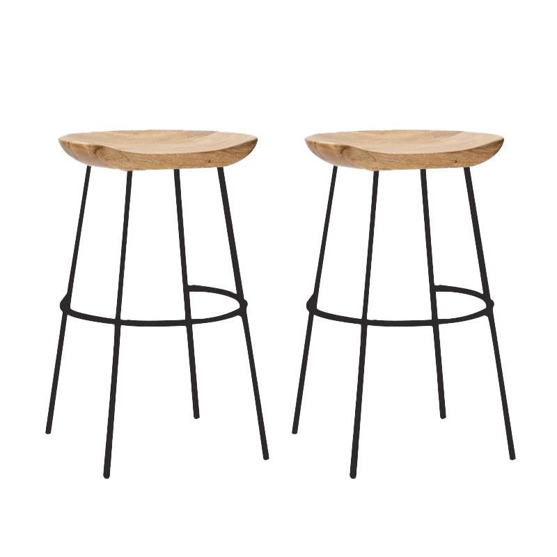Solid Wood Modern Counter & Bar Stools Matte Finish Indoor Stools Natural Wood Black 2 Piece Set Counter Stool(26"H) Clearhalo 'Bar Furniture' 'Bar Stools' 'bar_stools' 'furn' 'furn_bar_stools' 'Furniture' 'Kitchen & Dining Furniture' 6747824