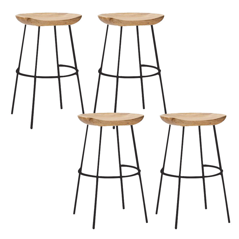 Solid Wood Modern Counter & Bar Stools Matte Finish Indoor Stools Natural Wood Black 4 Piece Set Counter Stool(26"H) Clearhalo 'Bar Furniture' 'Bar Stools' 'bar_stools' 'furn' 'furn_bar_stools' 'Furniture' 'Kitchen & Dining Furniture' 6747825
