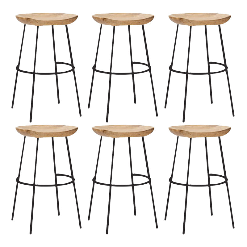 Solid Wood Modern Counter & Bar Stools Matte Finish Indoor Stools Natural Wood Black 6 Piece Set Counter Stool(26"H) Clearhalo 'Bar Furniture' 'Bar Stools' 'bar_stools' 'furn' 'furn_bar_stools' 'Furniture' 'Kitchen & Dining Furniture' 6747826