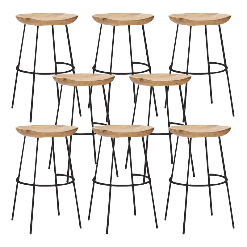 Solid Wood Modern Counter & Bar Stools Matte Finish Indoor Stools Natural Wood Black 8 Piece Set Counter Stool(26"H) Clearhalo 'Bar Furniture' 'Bar Stools' 'bar_stools' 'furn' 'furn_bar_stools' 'Furniture' 'Kitchen & Dining Furniture' 6747827
