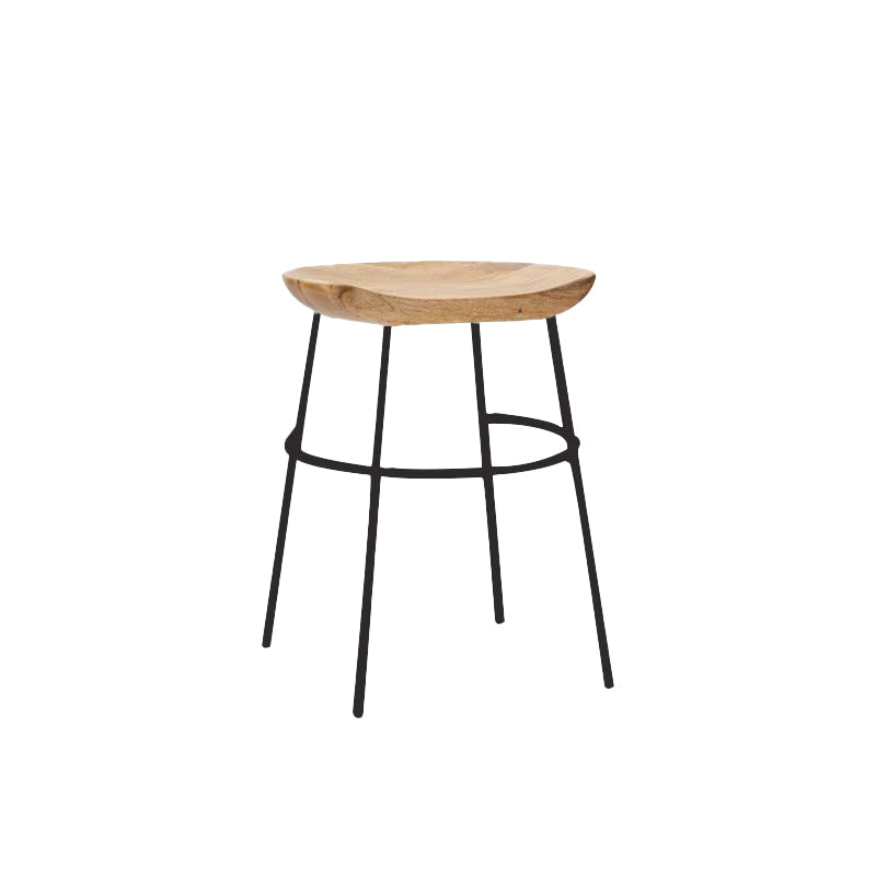 Solid Wood Modern Counter & Bar Stools Matte Finish Indoor Stools Natural Wood Black 1 Piece Short Stool(22"H) Clearhalo 'Bar Furniture' 'Bar Stools' 'bar_stools' 'furn' 'furn_bar_stools' 'Furniture' 'Kitchen & Dining Furniture' 6747828