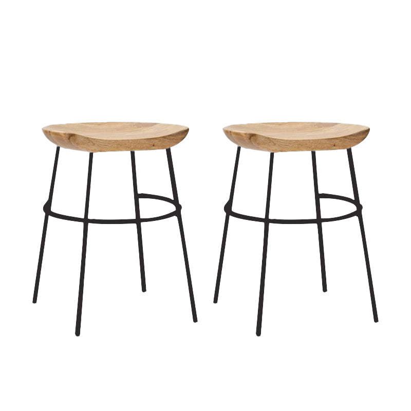 Solid Wood Modern Counter & Bar Stools Matte Finish Indoor Stools Natural Wood Black 2 Piece Set Short Stool(22"H) Clearhalo 'Bar Furniture' 'Bar Stools' 'bar_stools' 'furn' 'furn_bar_stools' 'Furniture' 'Kitchen & Dining Furniture' 6747829