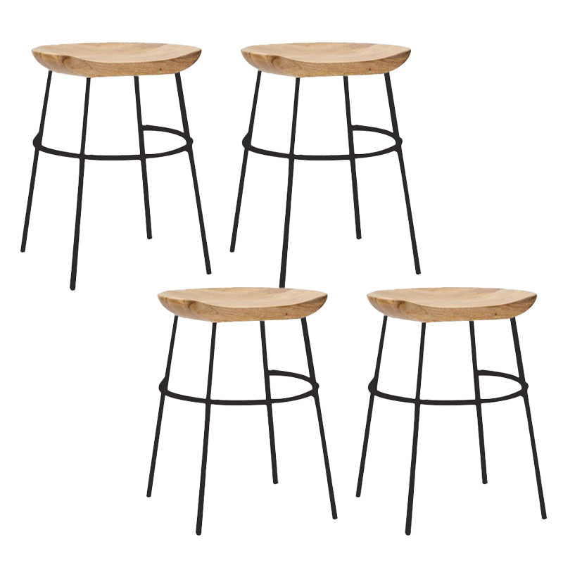 Solid Wood Modern Counter & Bar Stools Matte Finish Indoor Stools Natural Wood Black 4 Piece Set Short Stool(22"H) Clearhalo 'Bar Furniture' 'Bar Stools' 'bar_stools' 'furn' 'furn_bar_stools' 'Furniture' 'Kitchen & Dining Furniture' 6747830