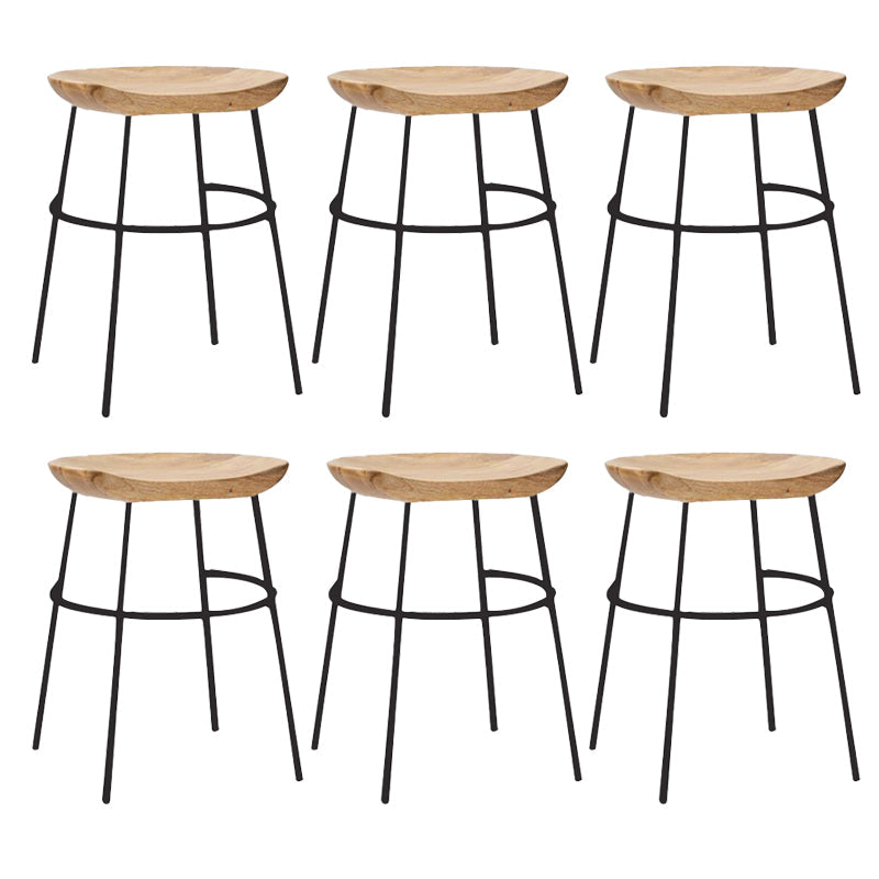 Solid Wood Modern Counter & Bar Stools Matte Finish Indoor Stools Natural Wood Black 6 Piece Set Short Stool(22"H) Clearhalo 'Bar Furniture' 'Bar Stools' 'bar_stools' 'furn' 'furn_bar_stools' 'Furniture' 'Kitchen & Dining Furniture' 6747831