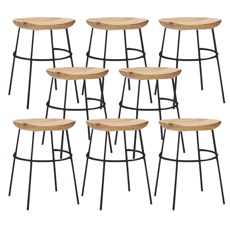 Solid Wood Modern Counter & Bar Stools Matte Finish Indoor Stools Natural Wood Black 8 Piece Set Short Stool(22"H) Clearhalo 'Bar Furniture' 'Bar Stools' 'bar_stools' 'furn' 'furn_bar_stools' 'Furniture' 'Kitchen & Dining Furniture' 6747832