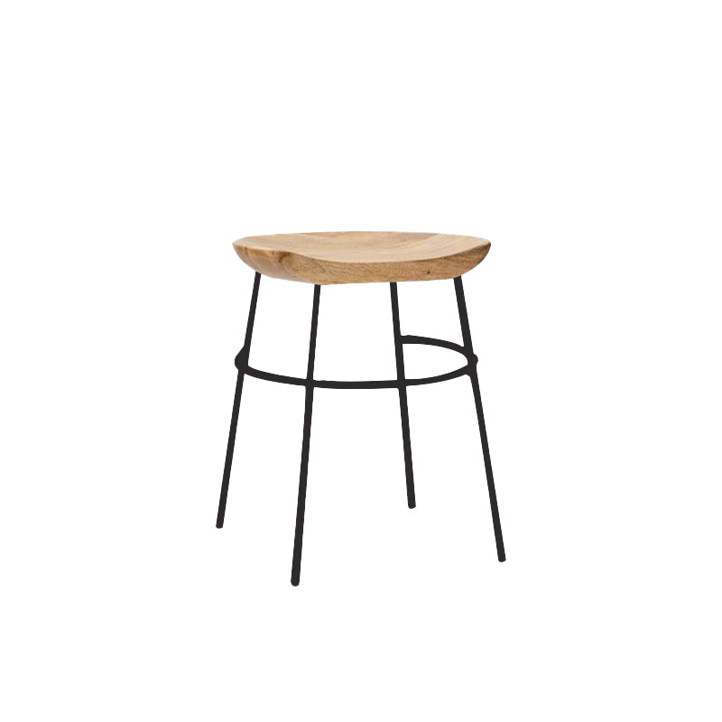 Solid Wood Modern Counter & Bar Stools Matte Finish Indoor Stools Natural Wood Black 1 Piece Short Stool(18"H) Clearhalo 'Bar Furniture' 'Bar Stools' 'bar_stools' 'furn' 'furn_bar_stools' 'Furniture' 'Kitchen & Dining Furniture' 6747833