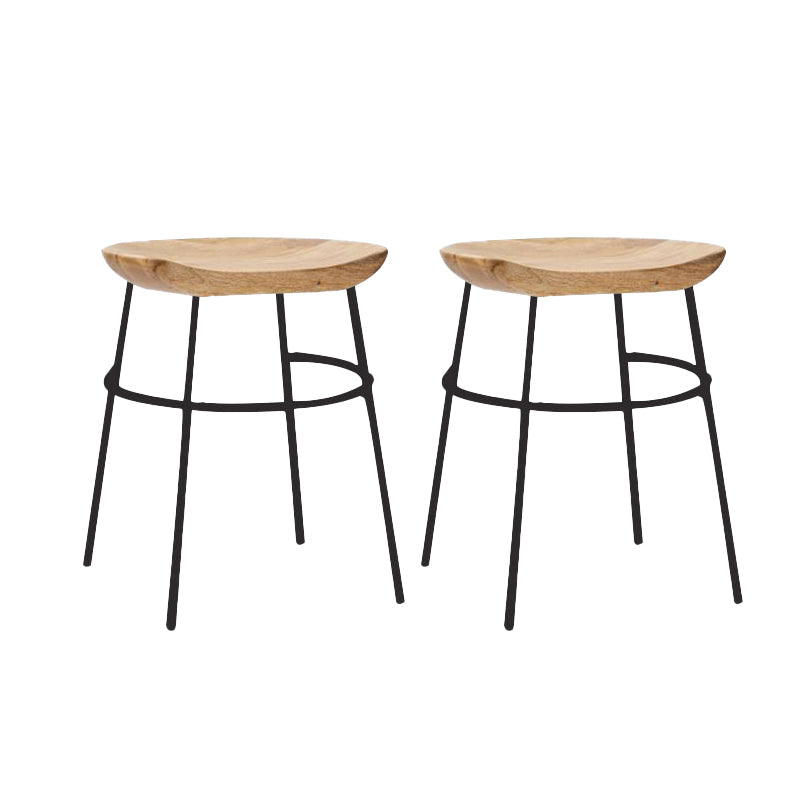 Solid Wood Modern Counter & Bar Stools Matte Finish Indoor Stools Natural Wood Black 2 Piece Set Short Stool(18"H) Clearhalo 'Bar Furniture' 'Bar Stools' 'bar_stools' 'furn' 'furn_bar_stools' 'Furniture' 'Kitchen & Dining Furniture' 6747834