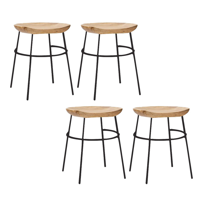 Solid Wood Modern Counter & Bar Stools Matte Finish Indoor Stools Natural Wood Black 4 Piece Set Short Stool(18"H) Clearhalo 'Bar Furniture' 'Bar Stools' 'bar_stools' 'furn' 'furn_bar_stools' 'Furniture' 'Kitchen & Dining Furniture' 6747835