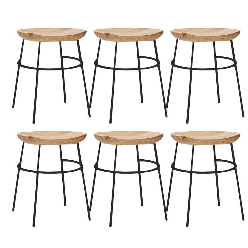 Solid Wood Modern Counter & Bar Stools Matte Finish Indoor Stools Natural Wood Black 6 Piece Set Short Stool(18"H) Clearhalo 'Bar Furniture' 'Bar Stools' 'bar_stools' 'furn' 'furn_bar_stools' 'Furniture' 'Kitchen & Dining Furniture' 6747836