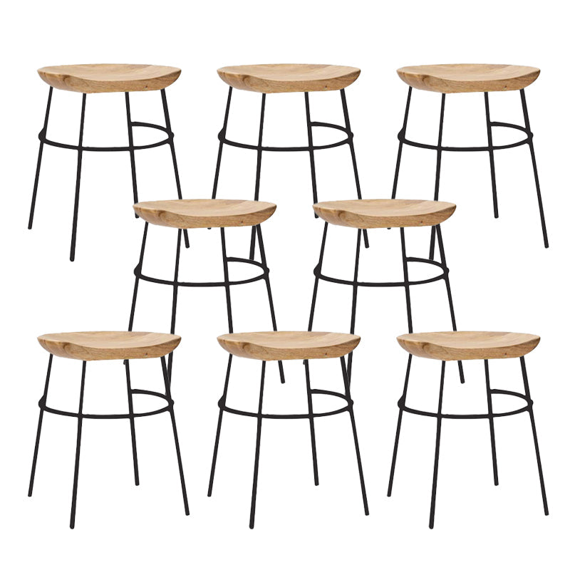 Solid Wood Modern Counter & Bar Stools Matte Finish Indoor Stools Natural Wood Black 8 Piece Set Short Stool(18"H) Clearhalo 'Bar Furniture' 'Bar Stools' 'bar_stools' 'furn' 'furn_bar_stools' 'Furniture' 'Kitchen & Dining Furniture' 6747837