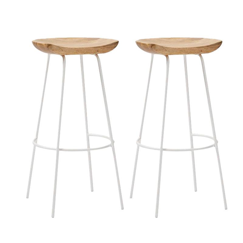 Solid Wood Modern Counter & Bar Stools Matte Finish Indoor Stools Natural Wood White 2 Piece Set Bar Stool(30"H) Clearhalo 'Bar Furniture' 'Bar Stools' 'bar_stools' 'furn' 'furn_bar_stools' 'Furniture' 'Kitchen & Dining Furniture' 6747839