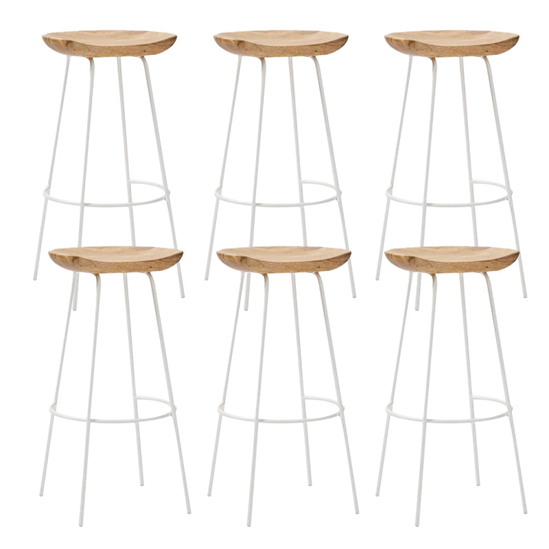 Solid Wood Modern Counter & Bar Stools Matte Finish Indoor Stools Natural Wood White 6 Piece Set Bar Stool(30"H) Clearhalo 'Bar Furniture' 'Bar Stools' 'bar_stools' 'furn' 'furn_bar_stools' 'Furniture' 'Kitchen & Dining Furniture' 6747841