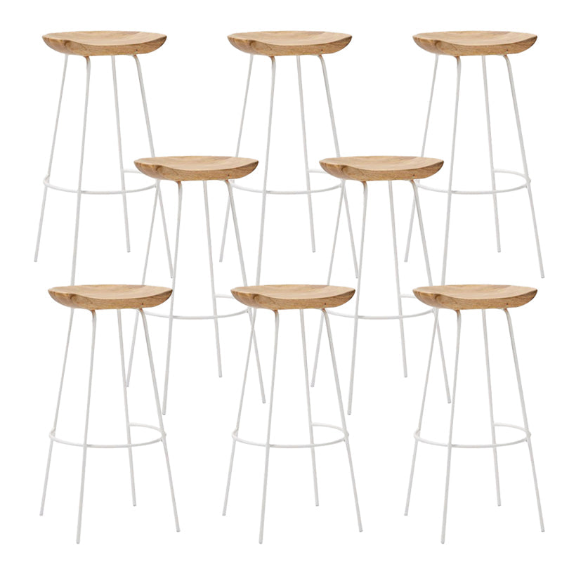 Solid Wood Modern Counter & Bar Stools Matte Finish Indoor Stools Natural Wood White 8 Piece Set Bar Stool(30"H) Clearhalo 'Bar Furniture' 'Bar Stools' 'bar_stools' 'furn' 'furn_bar_stools' 'Furniture' 'Kitchen & Dining Furniture' 6747842