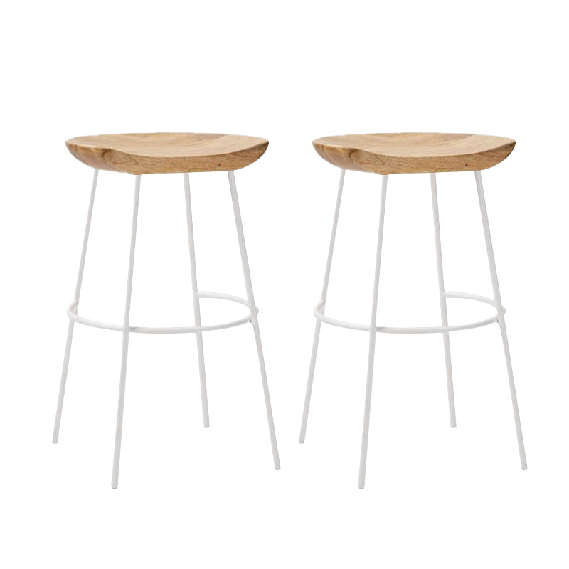 Solid Wood Modern Counter & Bar Stools Matte Finish Indoor Stools Natural Wood White 2 Piece Set Counter Stool(26"H) Clearhalo 'Bar Furniture' 'Bar Stools' 'bar_stools' 'furn' 'furn_bar_stools' 'Furniture' 'Kitchen & Dining Furniture' 6747844