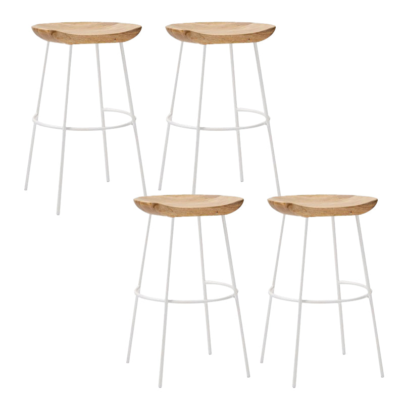 Solid Wood Modern Counter & Bar Stools Matte Finish Indoor Stools Natural Wood White 4 Piece Set Counter Stool(26"H) Clearhalo 'Bar Furniture' 'Bar Stools' 'bar_stools' 'furn' 'furn_bar_stools' 'Furniture' 'Kitchen & Dining Furniture' 6747845