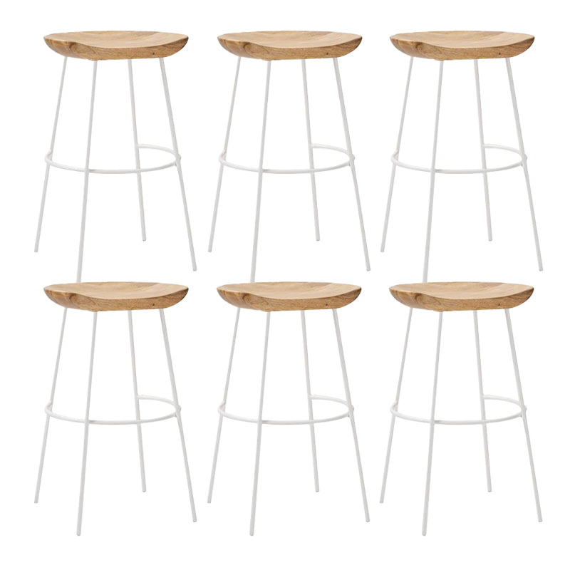 Solid Wood Modern Counter & Bar Stools Matte Finish Indoor Stools Natural Wood White 6 Piece Set Counter Stool(26"H) Clearhalo 'Bar Furniture' 'Bar Stools' 'bar_stools' 'furn' 'furn_bar_stools' 'Furniture' 'Kitchen & Dining Furniture' 6747846