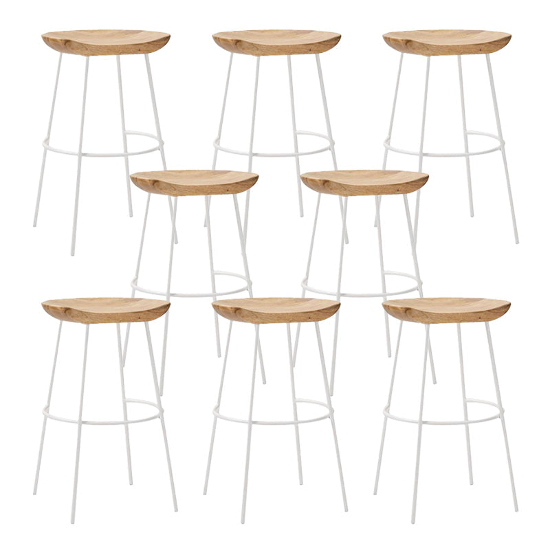 Solid Wood Modern Counter & Bar Stools Matte Finish Indoor Stools Natural Wood White 8 Piece Set Counter Stool(26"H) Clearhalo 'Bar Furniture' 'Bar Stools' 'bar_stools' 'furn' 'furn_bar_stools' 'Furniture' 'Kitchen & Dining Furniture' 6747847