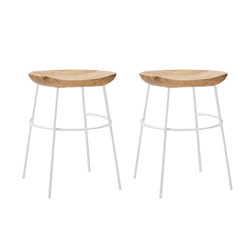 Solid Wood Modern Counter & Bar Stools Matte Finish Indoor Stools Natural Wood White 2 Piece Set Short Stool(22"H) Clearhalo 'Bar Furniture' 'Bar Stools' 'bar_stools' 'furn' 'furn_bar_stools' 'Furniture' 'Kitchen & Dining Furniture' 6747849