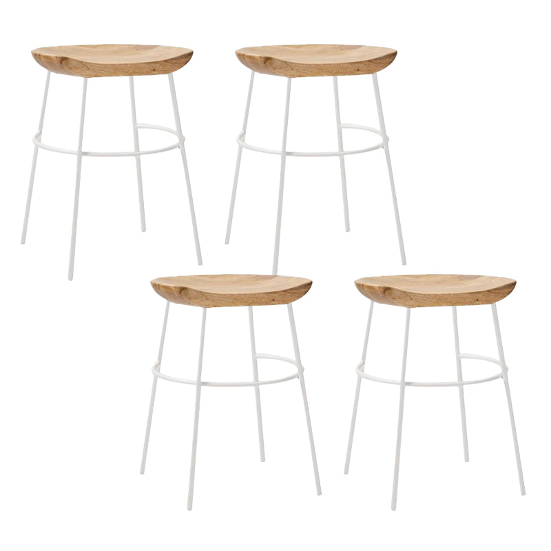 Solid Wood Modern Counter & Bar Stools Matte Finish Indoor Stools Natural Wood White 4 Piece Set Short Stool(22"H) Clearhalo 'Bar Furniture' 'Bar Stools' 'bar_stools' 'furn' 'furn_bar_stools' 'Furniture' 'Kitchen & Dining Furniture' 6747850
