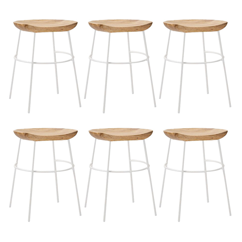 Solid Wood Modern Counter & Bar Stools Matte Finish Indoor Stools Natural Wood White 6 Piece Set Short Stool(22"H) Clearhalo 'Bar Furniture' 'Bar Stools' 'bar_stools' 'furn' 'furn_bar_stools' 'Furniture' 'Kitchen & Dining Furniture' 6747851