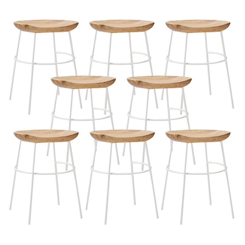 Solid Wood Modern Counter & Bar Stools Matte Finish Indoor Stools Natural Wood White 8 Piece Set Short Stool(22"H) Clearhalo 'Bar Furniture' 'Bar Stools' 'bar_stools' 'furn' 'furn_bar_stools' 'Furniture' 'Kitchen & Dining Furniture' 6747852