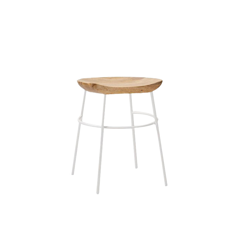 Solid Wood Modern Counter & Bar Stools Matte Finish Indoor Stools Natural Wood White 1 Piece Short Stool(18"H) Clearhalo 'Bar Furniture' 'Bar Stools' 'bar_stools' 'furn' 'furn_bar_stools' 'Furniture' 'Kitchen & Dining Furniture' 6747853