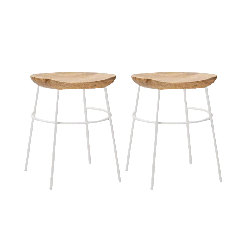 Solid Wood Modern Counter & Bar Stools Matte Finish Indoor Stools Natural Wood White 2 Piece Set Short Stool(18"H) Clearhalo 'Bar Furniture' 'Bar Stools' 'bar_stools' 'furn' 'furn_bar_stools' 'Furniture' 'Kitchen & Dining Furniture' 6747854