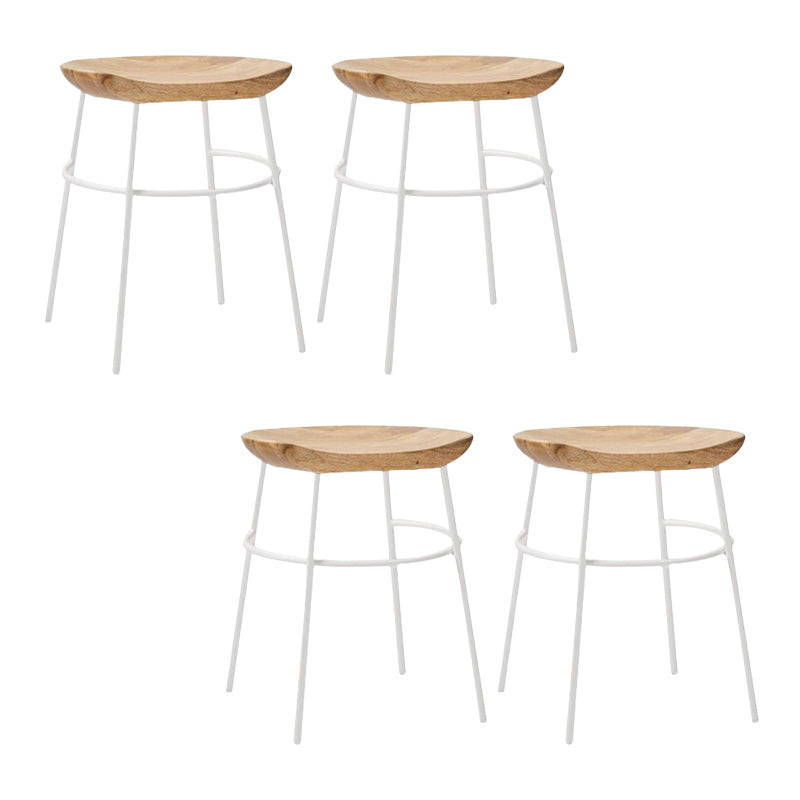 Solid Wood Modern Counter & Bar Stools Matte Finish Indoor Stools Natural Wood White 4 Piece Set Short Stool(18"H) Clearhalo 'Bar Furniture' 'Bar Stools' 'bar_stools' 'furn' 'furn_bar_stools' 'Furniture' 'Kitchen & Dining Furniture' 6747855