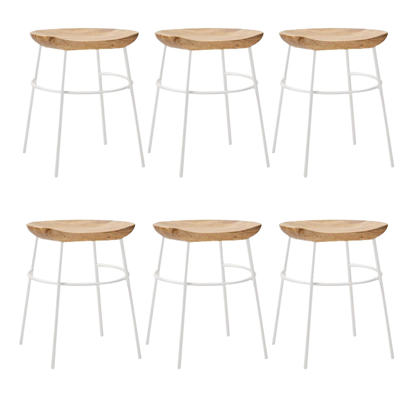 Solid Wood Modern Counter & Bar Stools Matte Finish Indoor Stools Natural Wood White 6 Piece Set Short Stool(18"H) Clearhalo 'Bar Furniture' 'Bar Stools' 'bar_stools' 'furn' 'furn_bar_stools' 'Furniture' 'Kitchen & Dining Furniture' 6747856